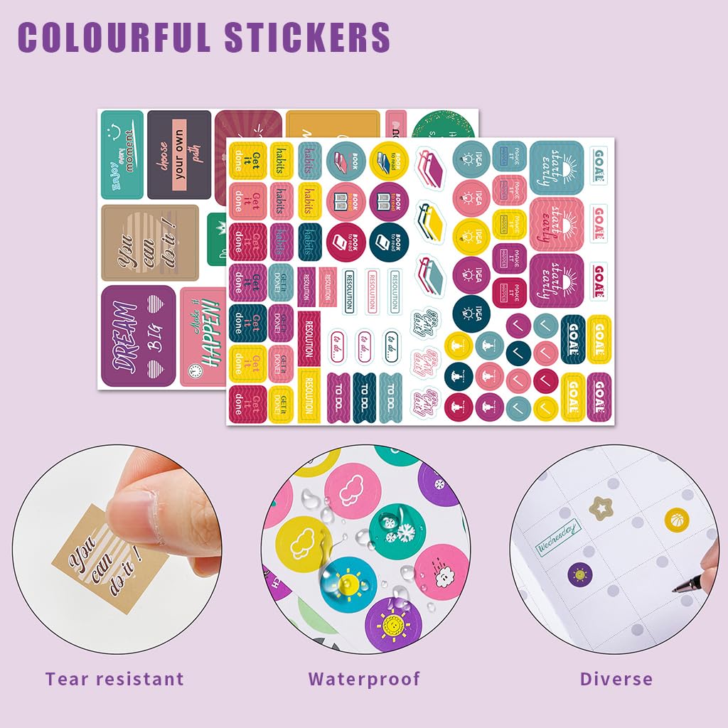 HASTHIP Weekly Planner A5 Notebook with Color Lable Stickers, Undated Weekly, Monthly, Yearly Planner Sparkling Hard Cover Schedule Planner To-Do-List Planer Budget Planner HASTHIP Weekly Planner A5 Notebook with Color Lable Stickers, Undated Weekly, Monthly, Yearly Planner Sparkling Hard Cover Schedule Planner To-Do-List Planer Budget Planner